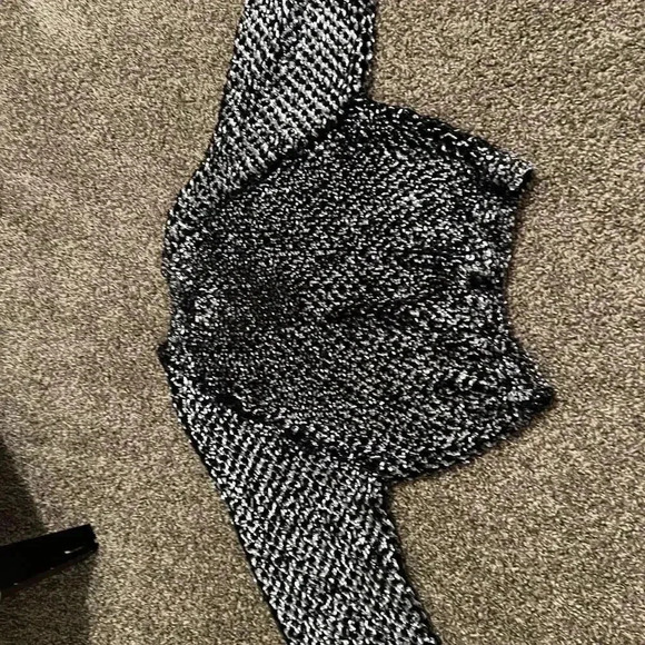 Vintage three FLAGGS SILVER BLACK SEQUIN KNIT MESH B NECK SLOUCH TOP - Picture 12 of 13